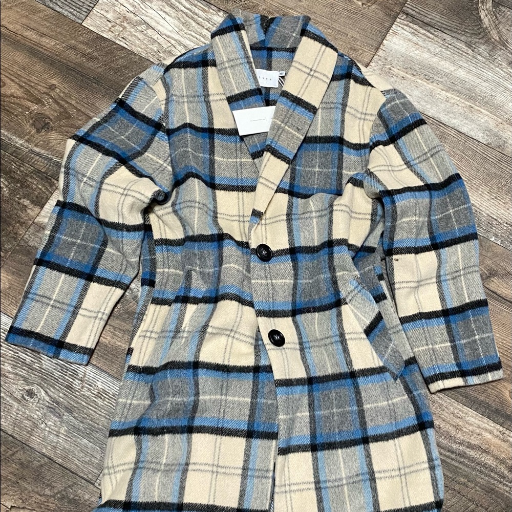 Blue/Tan plaid Coat